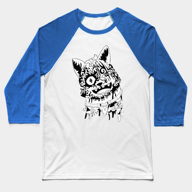 Cat Art Baseball T-Shirt by Sketch chily